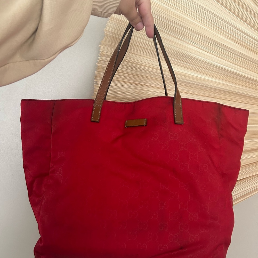 Red Gucci Tote Bag